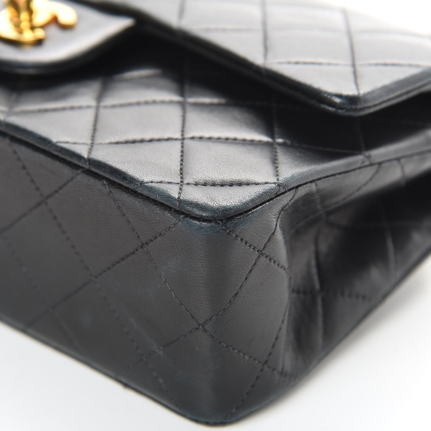Lambskin Quilted Small Double Flap Black
