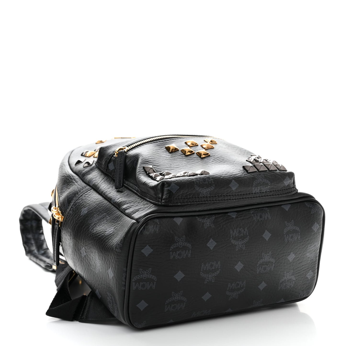 Grained Calfskin Visetos Studded Small Stark M Backpack Black
