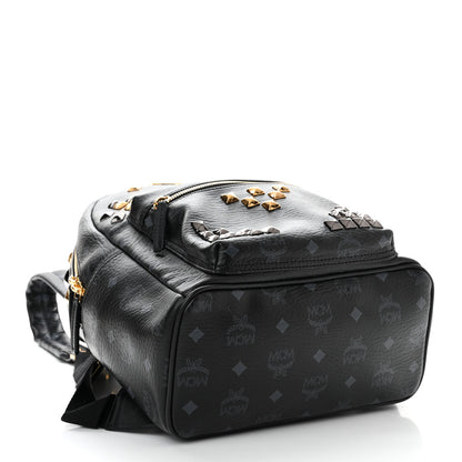 MCM Grained Calfskin Visetos Studded Small Stark M Backpack Black 4 of 9