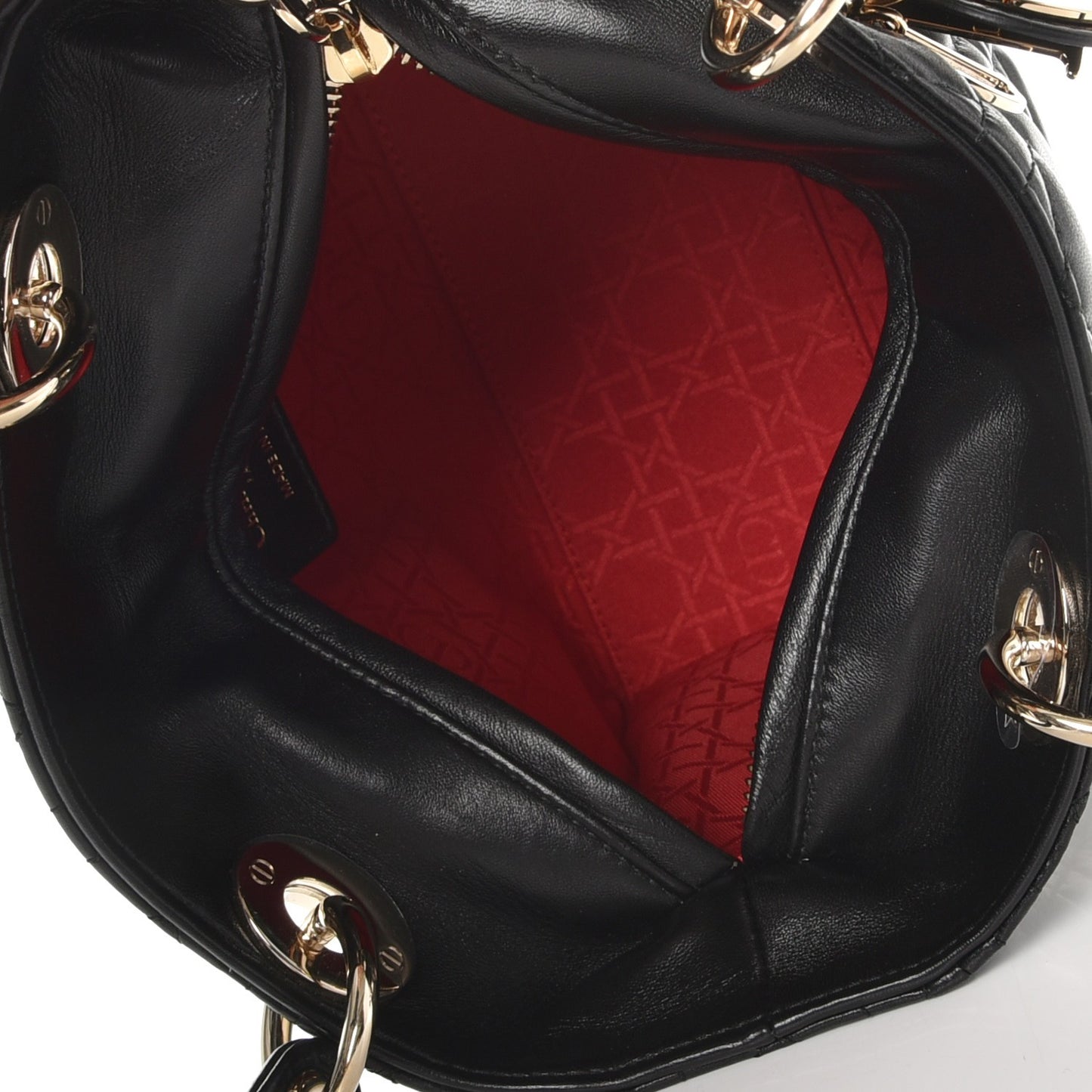 Lambskin Cannage Medium Supple Lady Dior Black