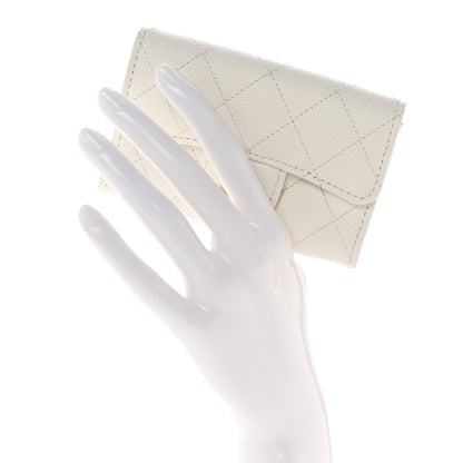 Chanel Caviar Quilted Flap Card Holder Wallet White 2 of 8