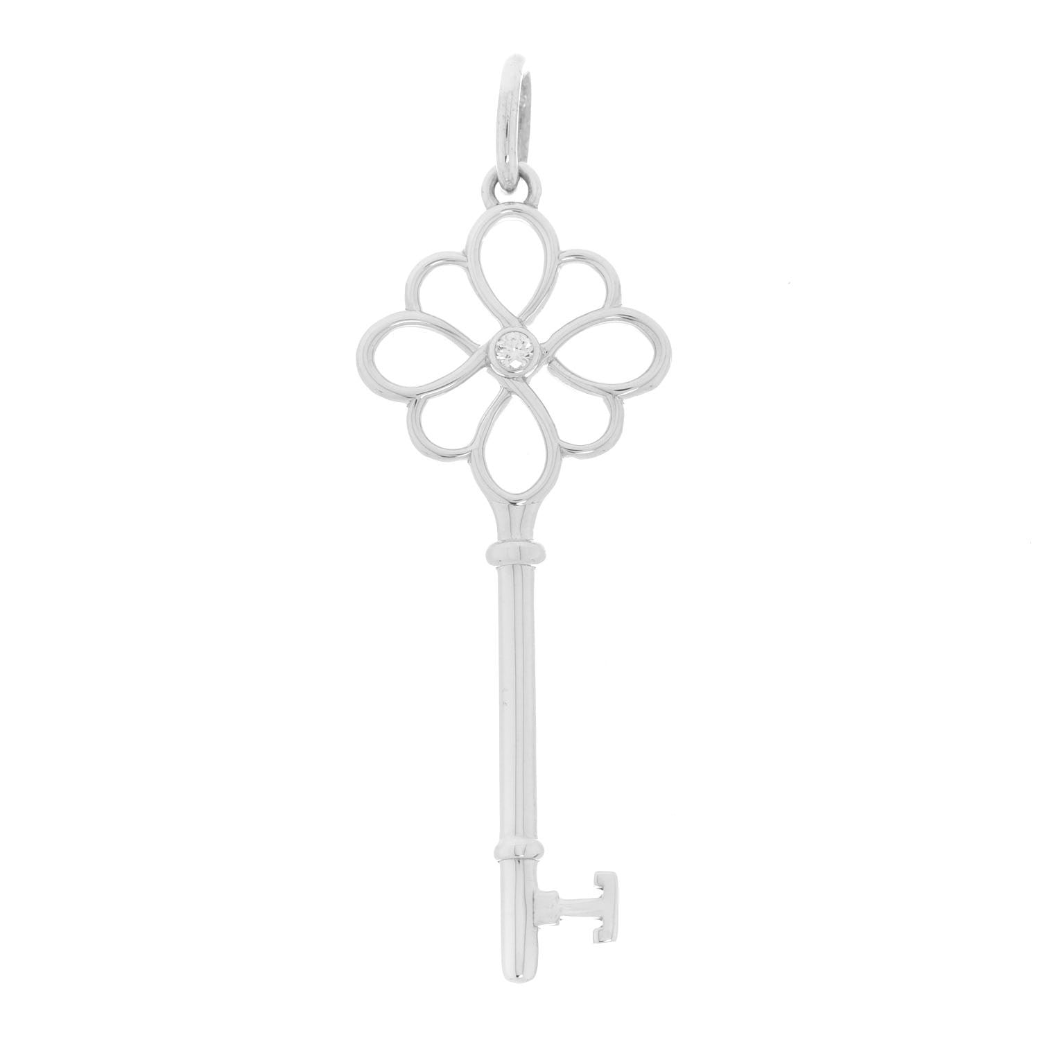Tiffany Sterling Silver Diamond Knot Key Pendant 1 of 4