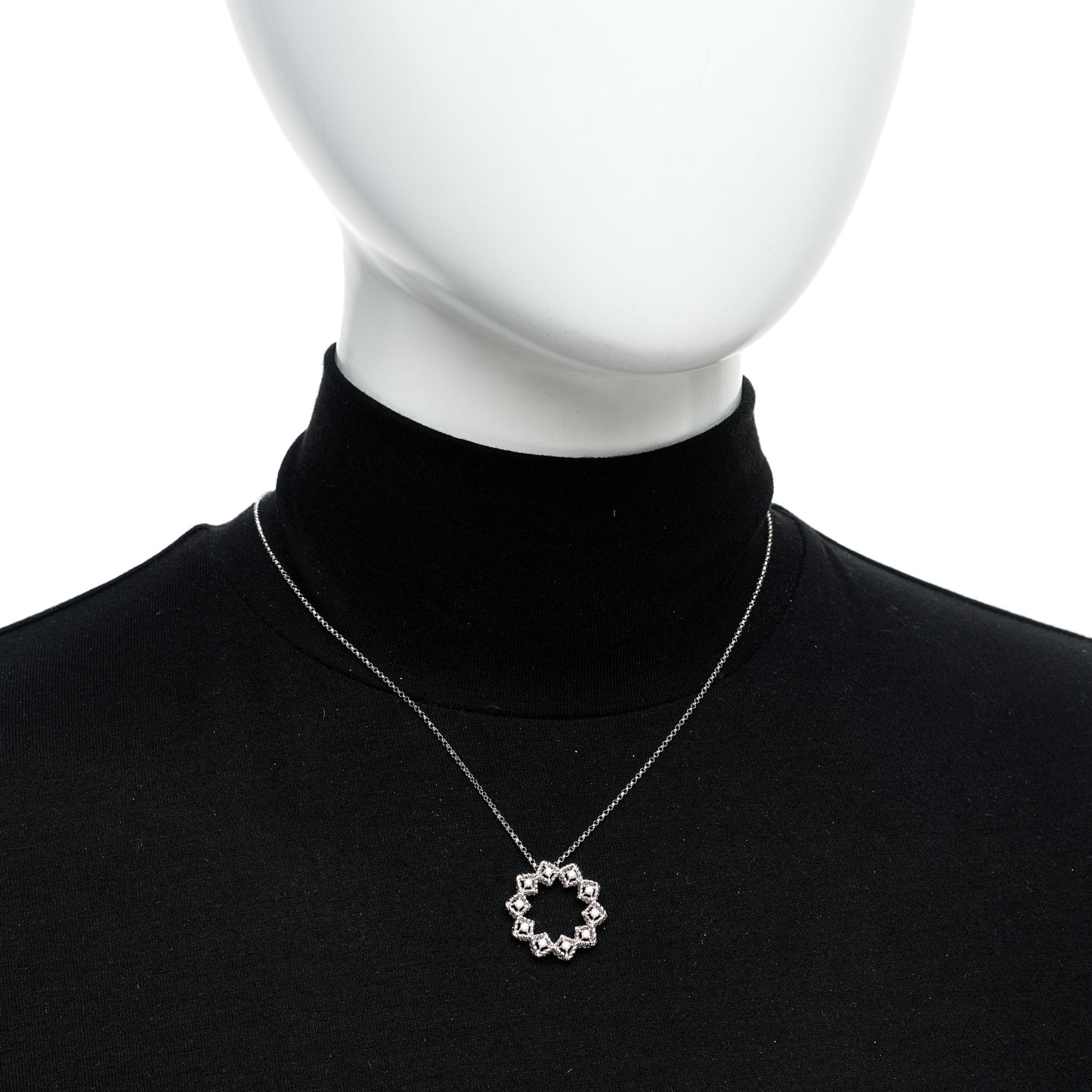18K White Gold Diamond Barocco Pendant Necklace