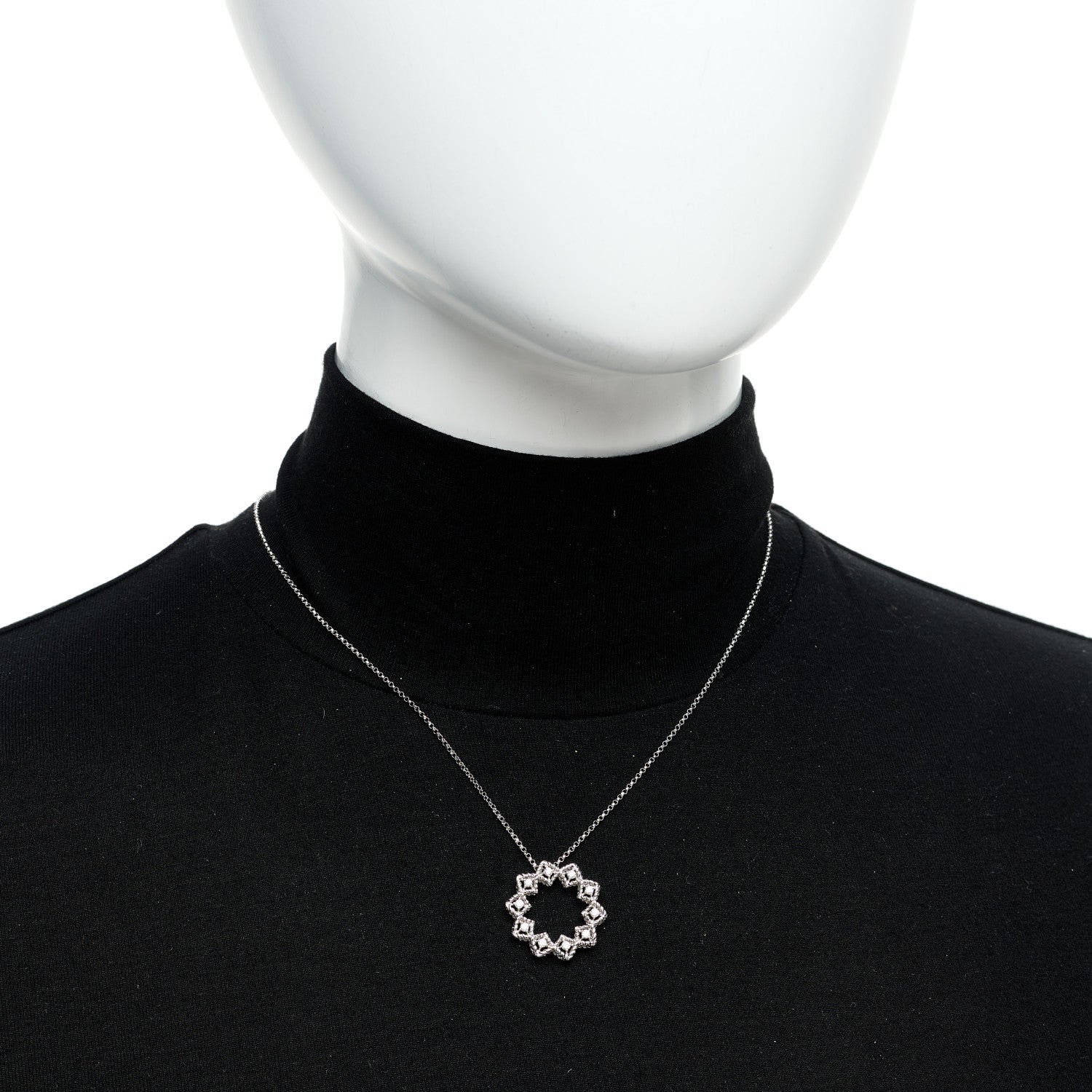 Roberto Coin 18K White Gold Diamond Barocco Pendant Necklace 2 of 5