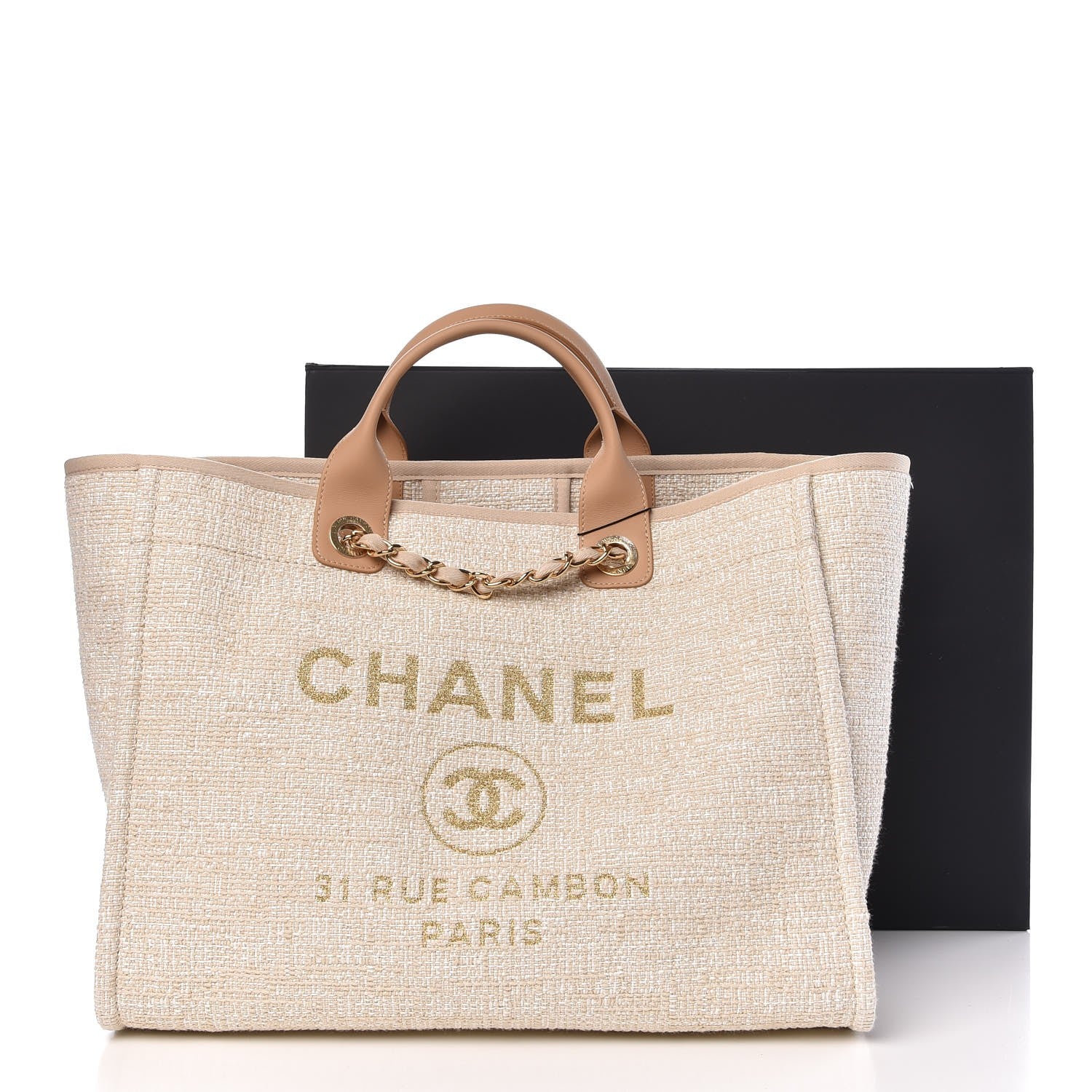 Chanel Canvas Large Deauville Tote Light Beige 9 of 9