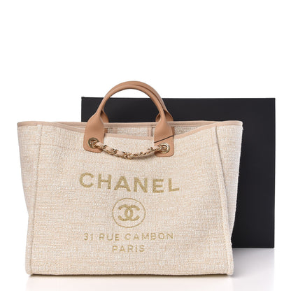 Chanel Canvas Large Deauville Tote Light Beige 9 of 9