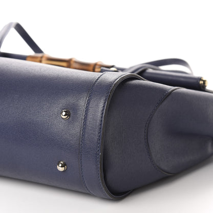 Gucci Calfskin Bamboo Bullet Top Handle Bag Uniform Blue 7 of 12