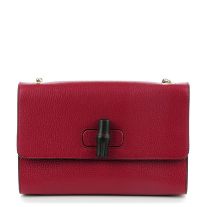 Gucci Pebbled Calfskin Medium Miss Bamboo Shoulder Bag Burgundy 1 of 7