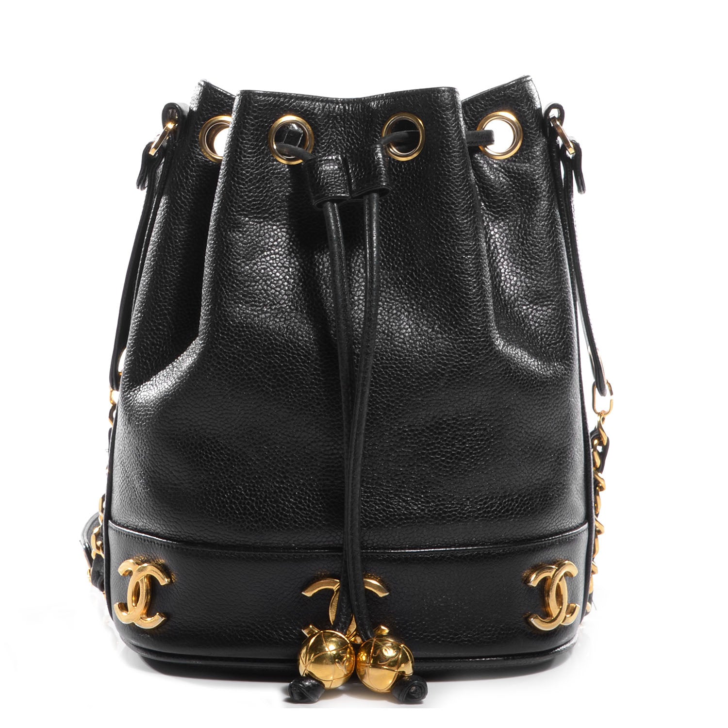 Chanel Caviar CC Drawstring Shoulder Bag Black 1 of 8