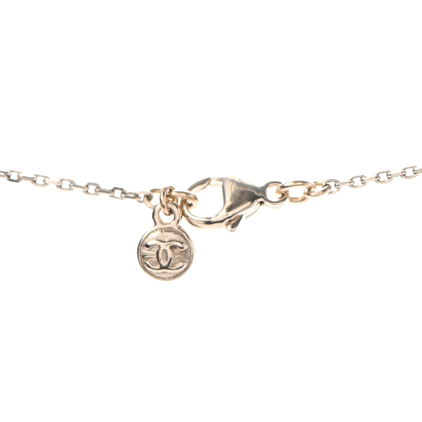 Pearl Crystal CC Necklace Gold