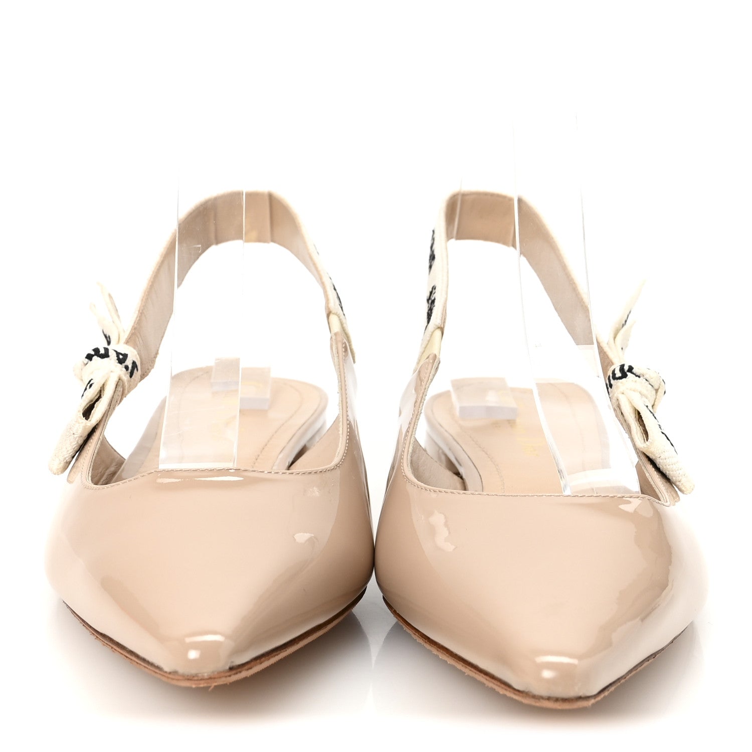 Christian Dior Patent Ribbon J'Adior Slingback Ballet Flats 39 Nude 3 of 10