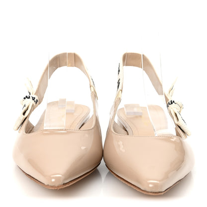 Christian Dior Patent Ribbon J'Adior Slingback Ballet Flats 39 Nude 3 of 10