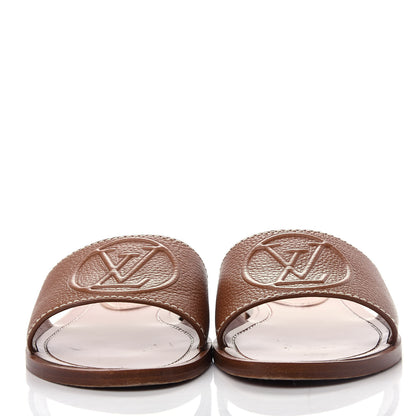 Louis Vuitton Calfskin Lock It Flat Mule 38 Cognac 2 of 10