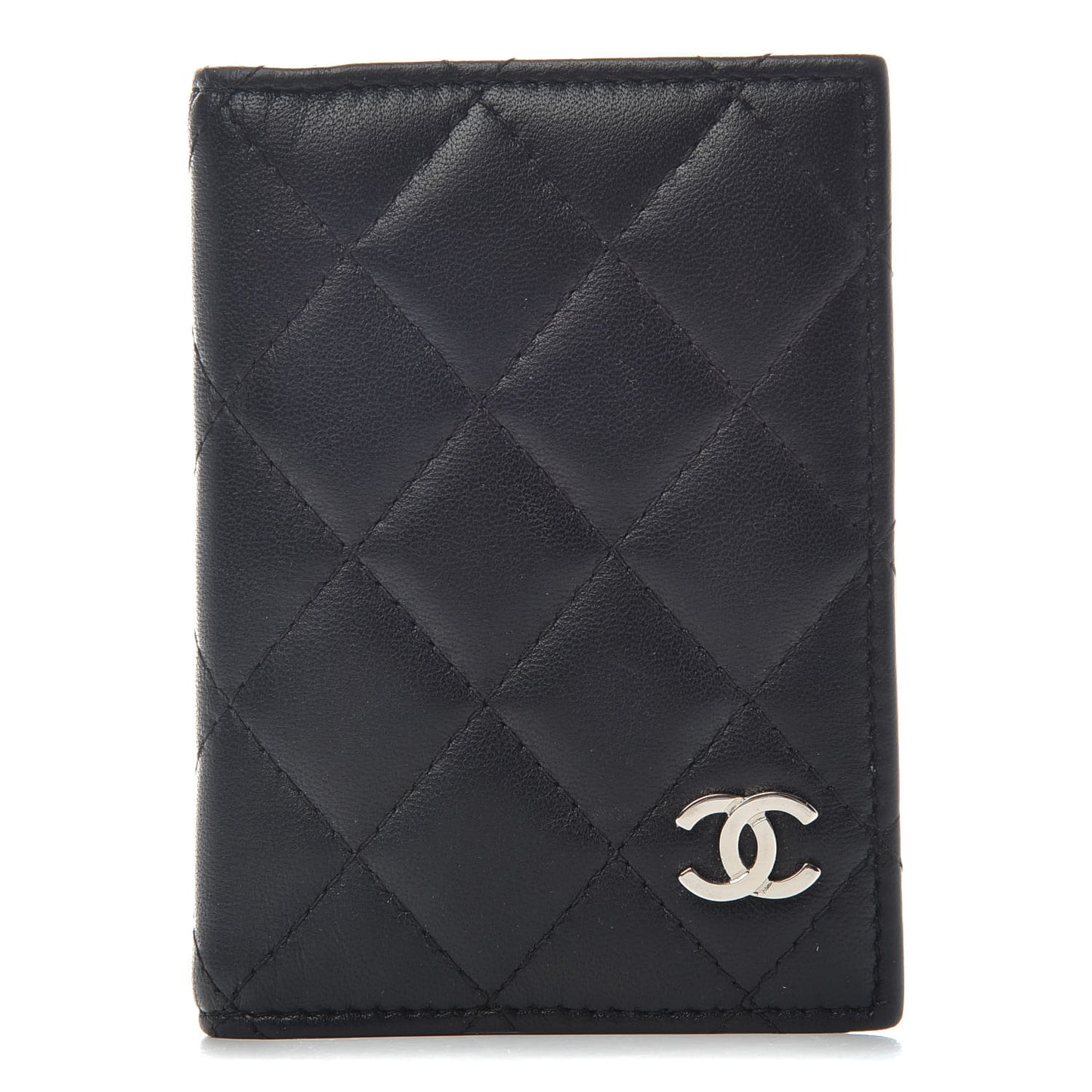 Lambskin Quilted Card Holder Wallet Black