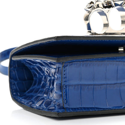 Alexander McQueen Calfskin Crocodile Embossed Knuckle Shoulder Bag Blue 10 of 12
