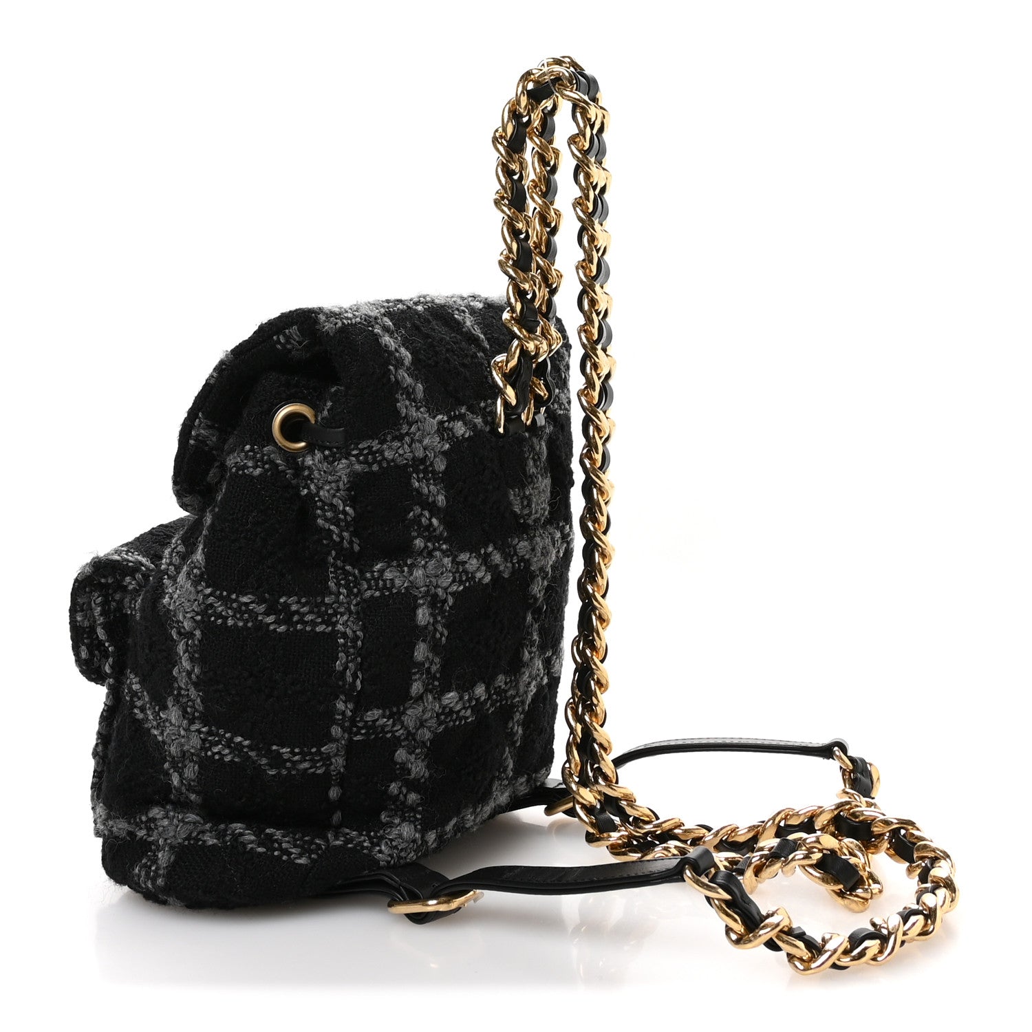 Chanel Wool Tweed Elegant Backpack Black Grey 3 of 11