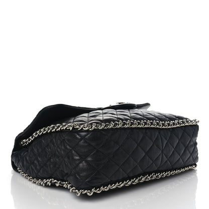 Chanel Washed Lambskin Quilted Maxi Chain Around Flap Black 4 of 10