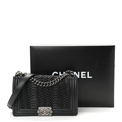 Chanel Lambskin Pleated Medium Boy Flap Black 12 of 12