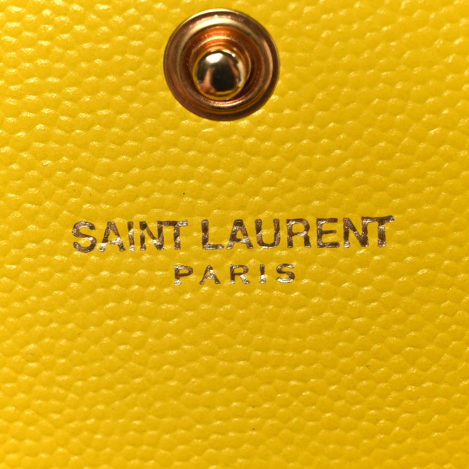 Saint Laurent Grain De Poudre Matelasse Chevron Monogram Chain Wallet Yellow 6 of 11