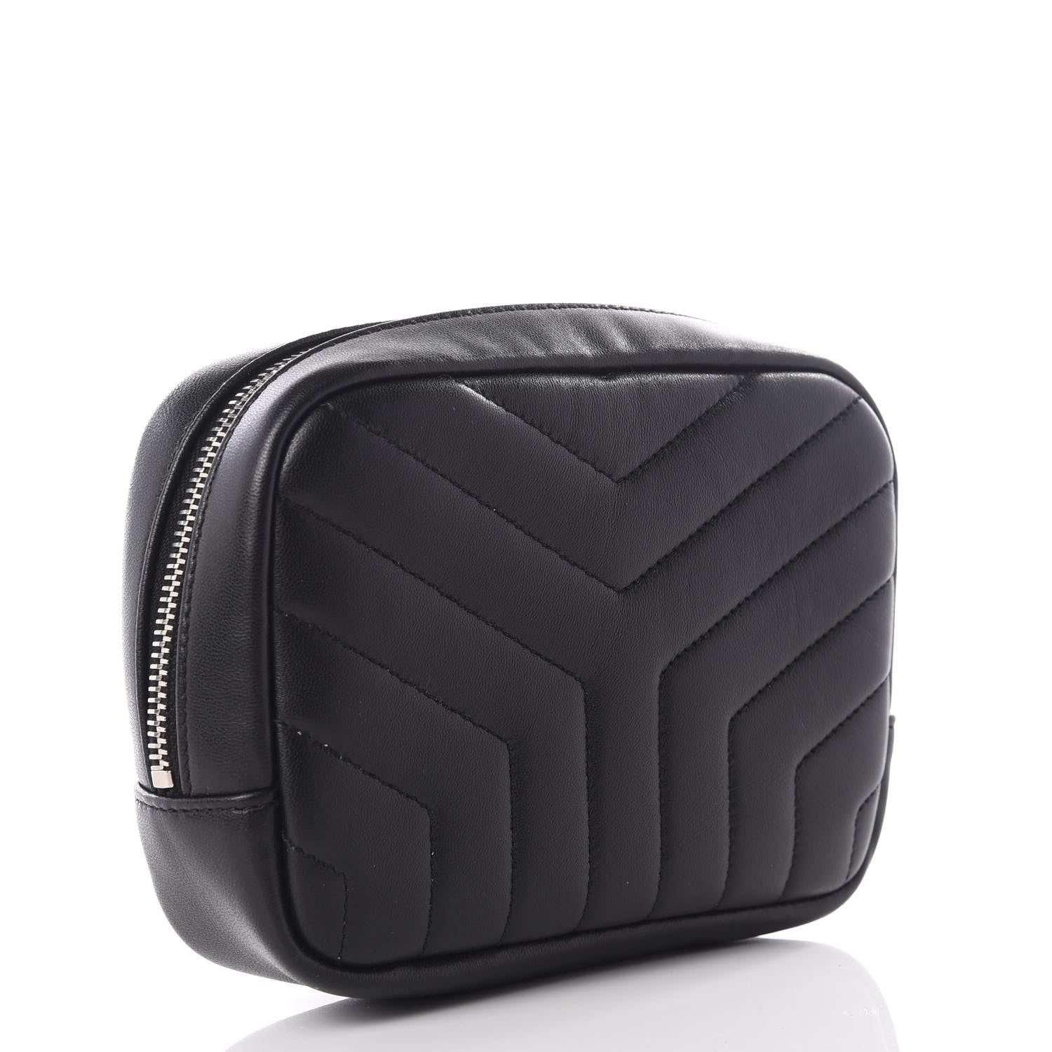 Saint Laurent Lambskin Y Quilted Monogram Loulou Cosmetic Case Black 2 of 9