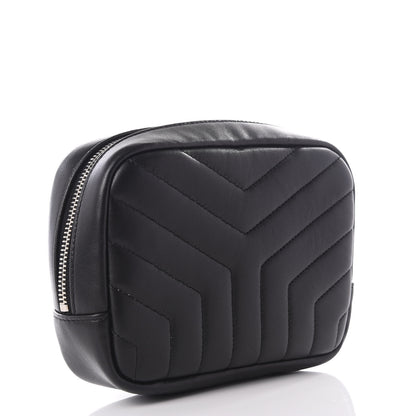 Saint Laurent Lambskin Y Quilted Monogram Loulou Cosmetic Case Black 2 of 9
