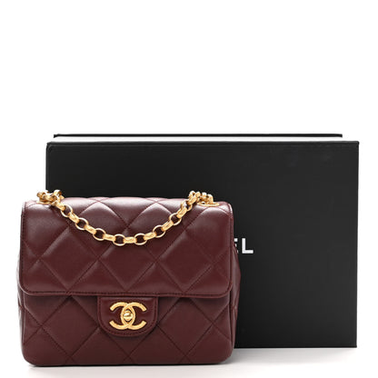 Chanel Lambskin Quilted Mini Logo Square Flap Burgundy 10 of 10