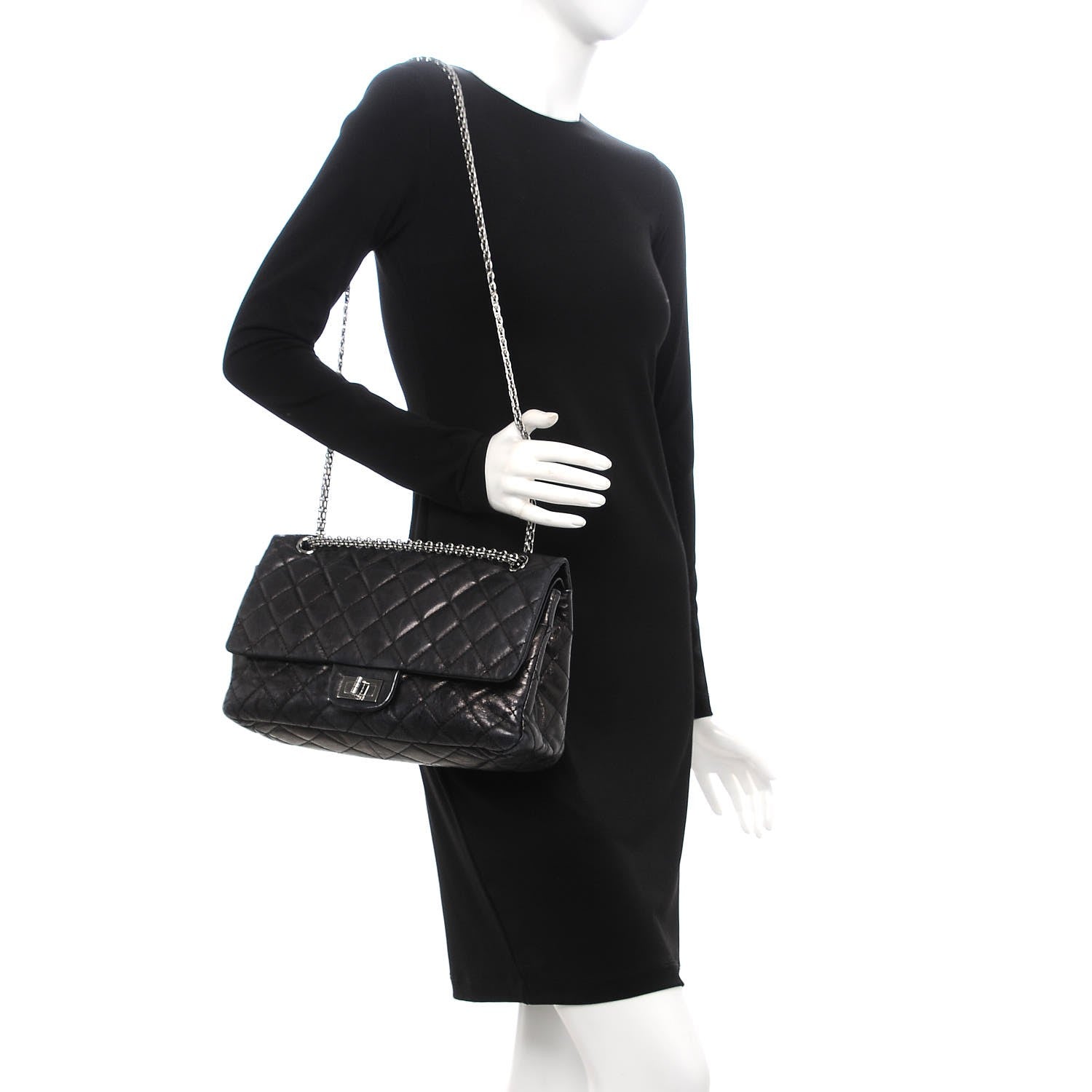 Chanel Metallic Aged Calfskin Quilted 2.55 Reissue 227 Flap Black 2 of 12