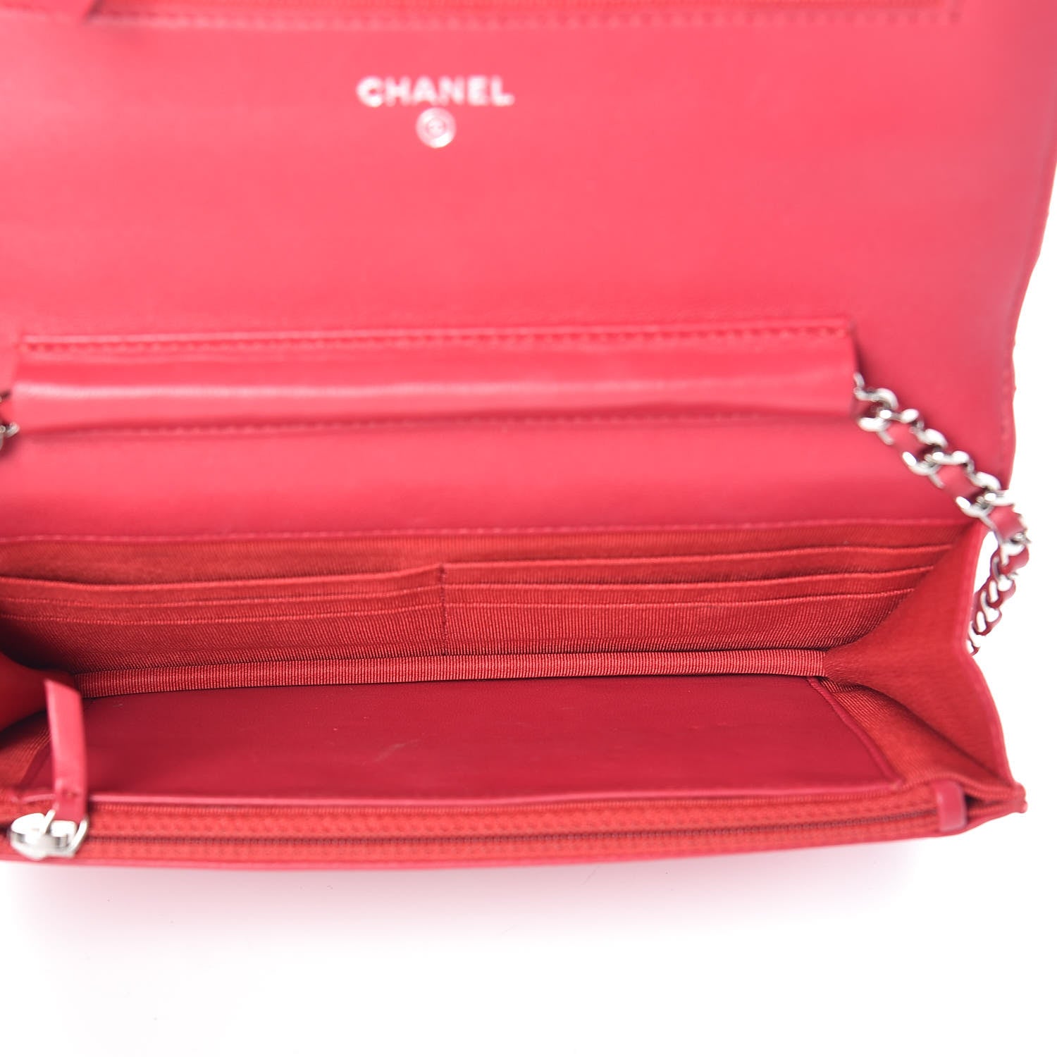 Chanel Lambskin Quilted Wallet On Chain WOC Dark Pink 7 of 11