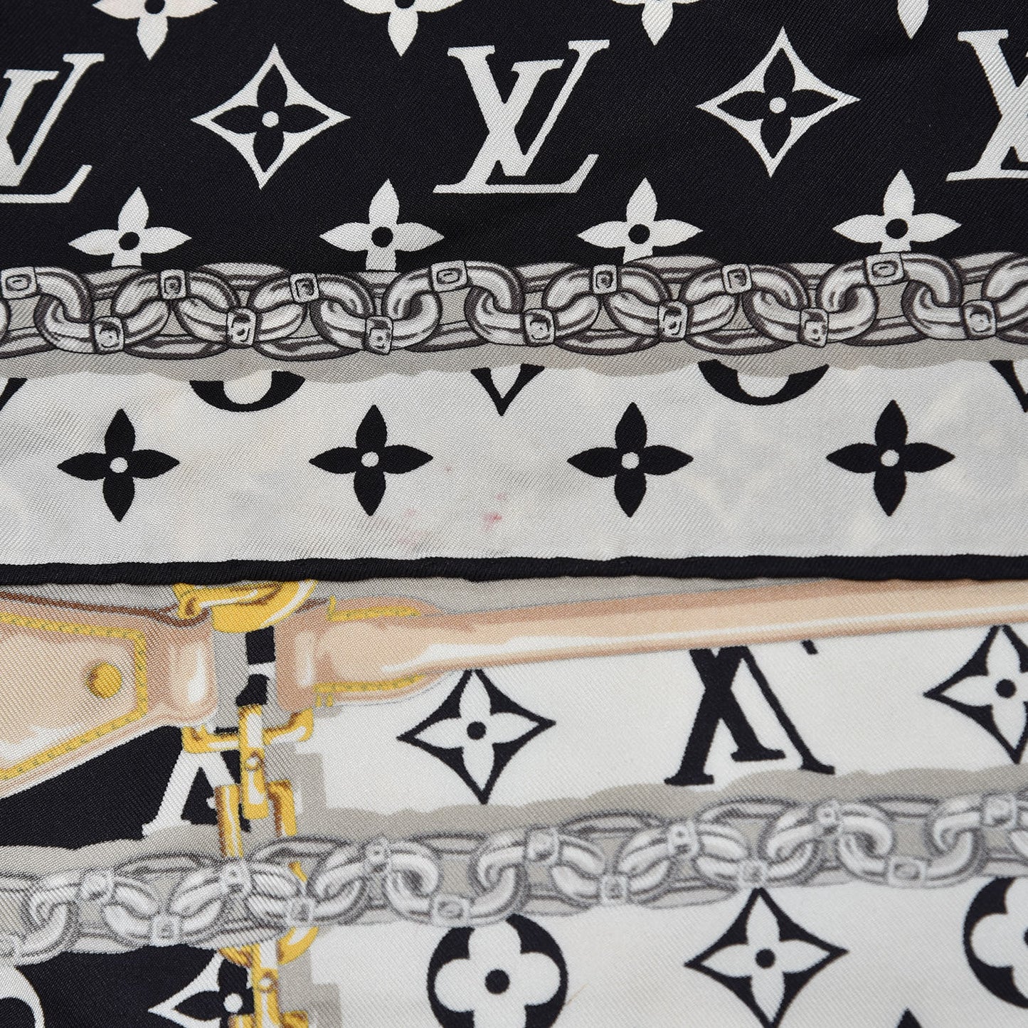Silk Monogram Confidential Square Scarf Black