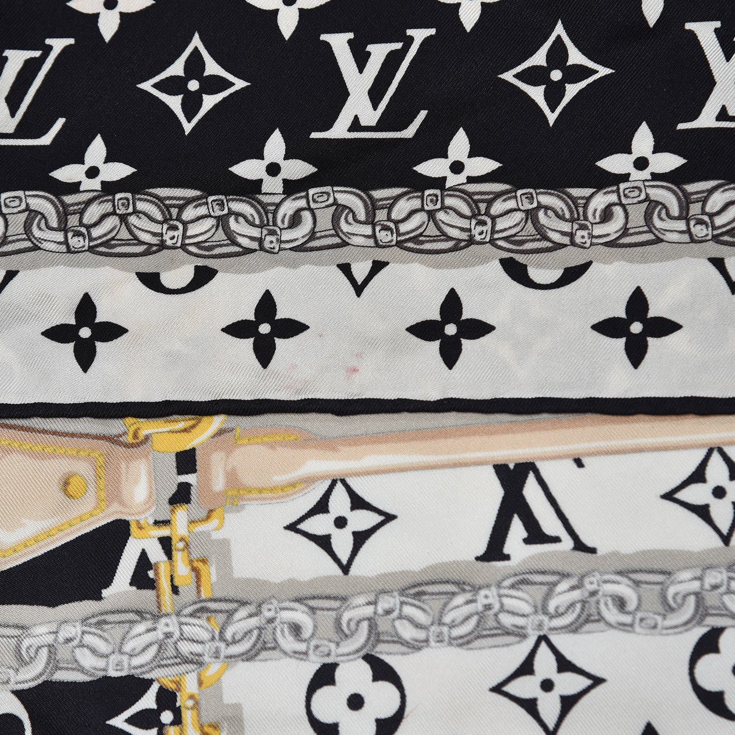 Louis Vuitton Silk Monogram Confidential Square Scarf Black 6 of 10