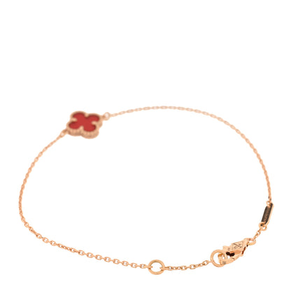 Van Cleef & Arpels 18K Rose Gold Carnelian Sweet Alhambra Bracelet 2 of 6