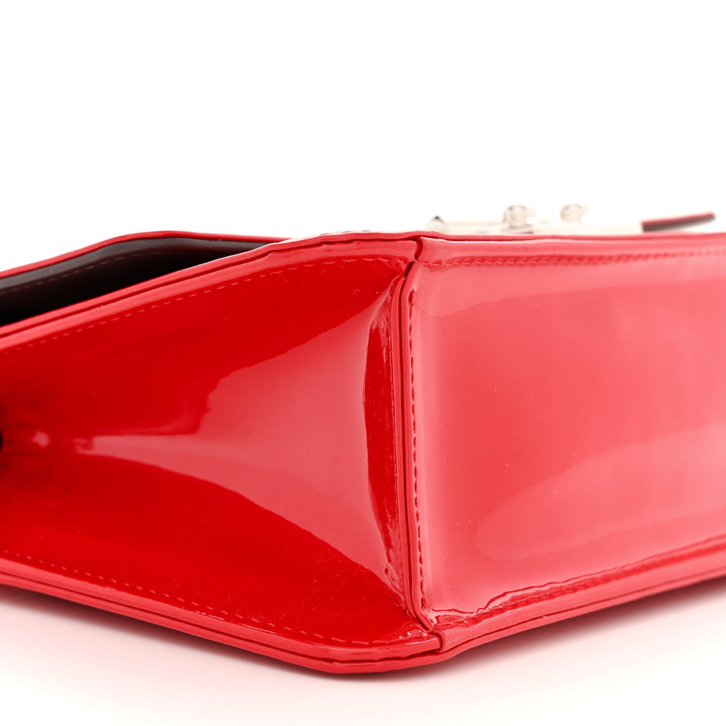Metallic Box Patent Calfskin Miss Dior Promenade Pouch Red