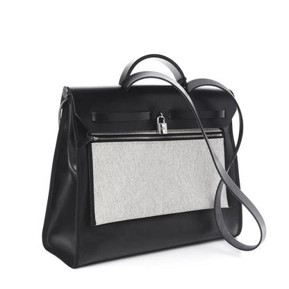 Hermes Toile H Berline Vache Hunter Herbag Zip 39 MM Black Ecru 2 of 20