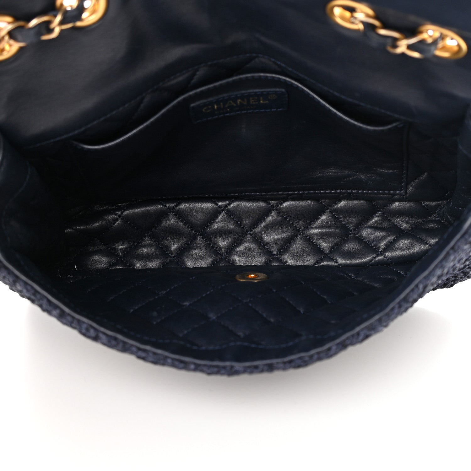 Chanel Woven Nylon Medium Single Flap Blue 5 of 16
