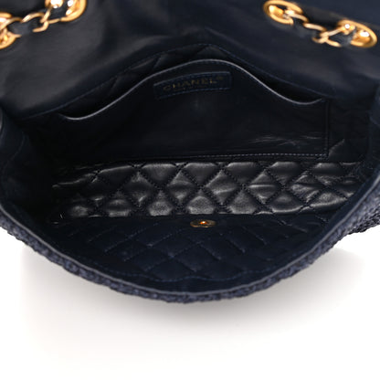 Chanel Woven Nylon Medium Single Flap Blue 5 of 16
