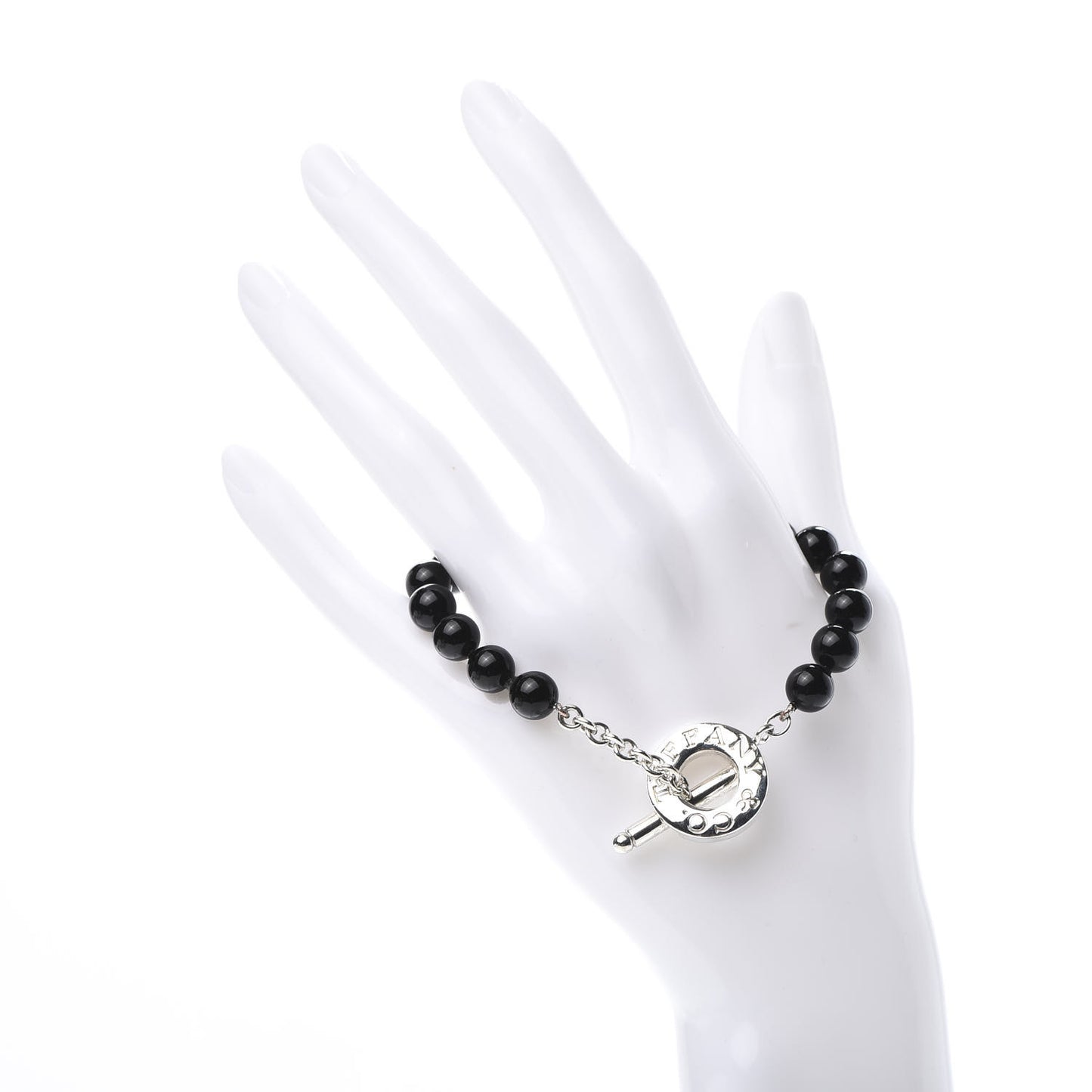 Sterling Silver Black Onyx Bead Toggle Bracelet