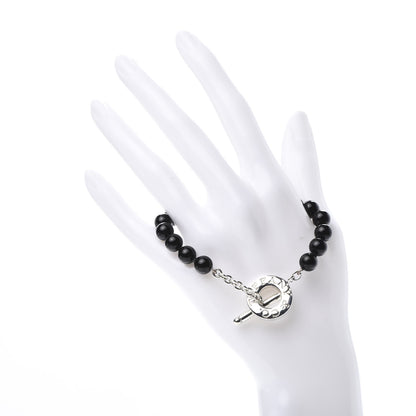 Tiffany Sterling Silver Black Onyx Bead Toggle Bracelet 2 of 6