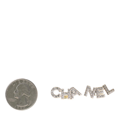 Chanel Crystal Pearl Signature Stud Earrings Gold 2 of 4