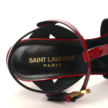 Saint Laurent Patent Calfskin Tribute 105 Sandals 37 Hot Red 7 of 8