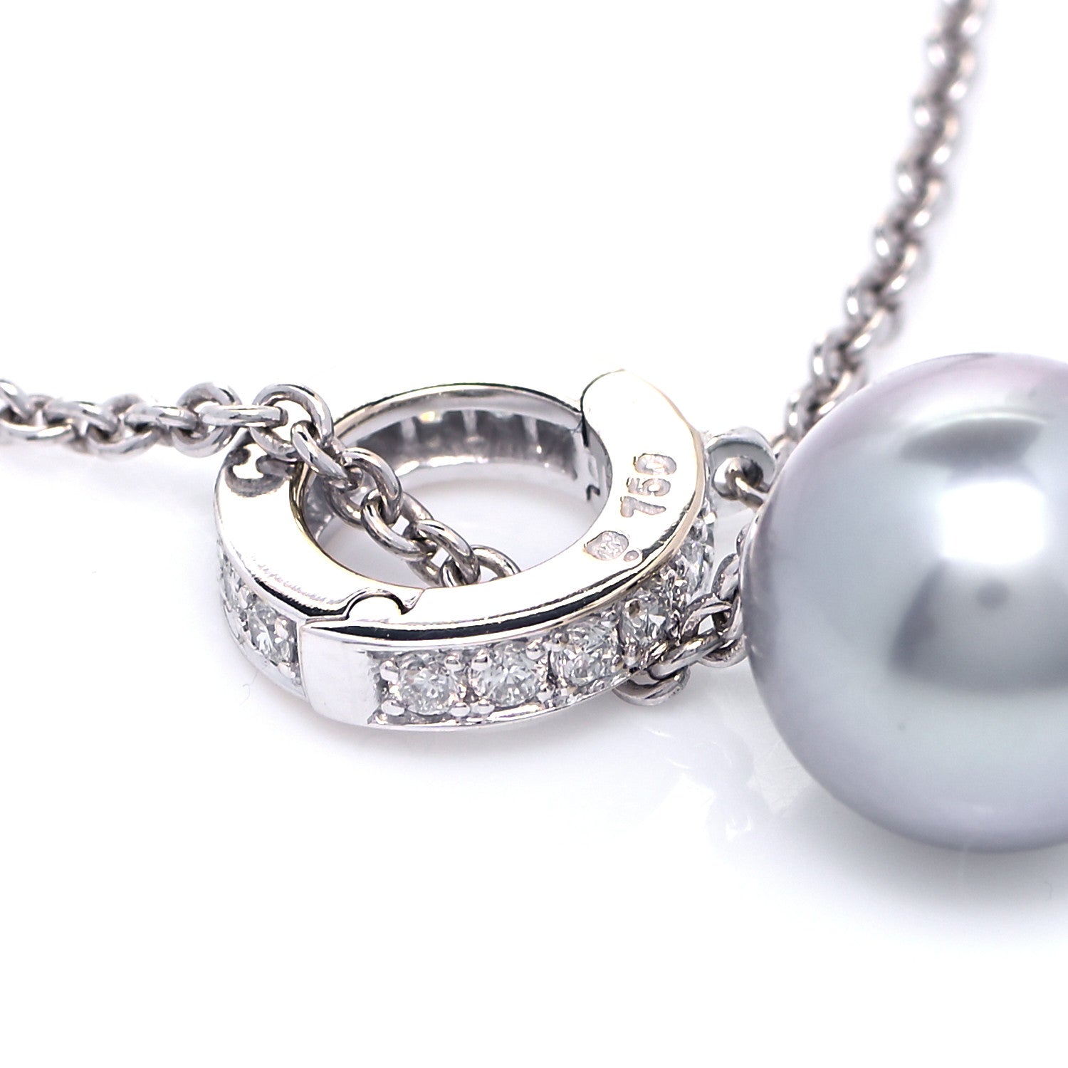 Mikimoto 18K White Gold Diamond Black South Sea Pearl 10mm Pearls In Motion Lariat Necklace 4 of 5