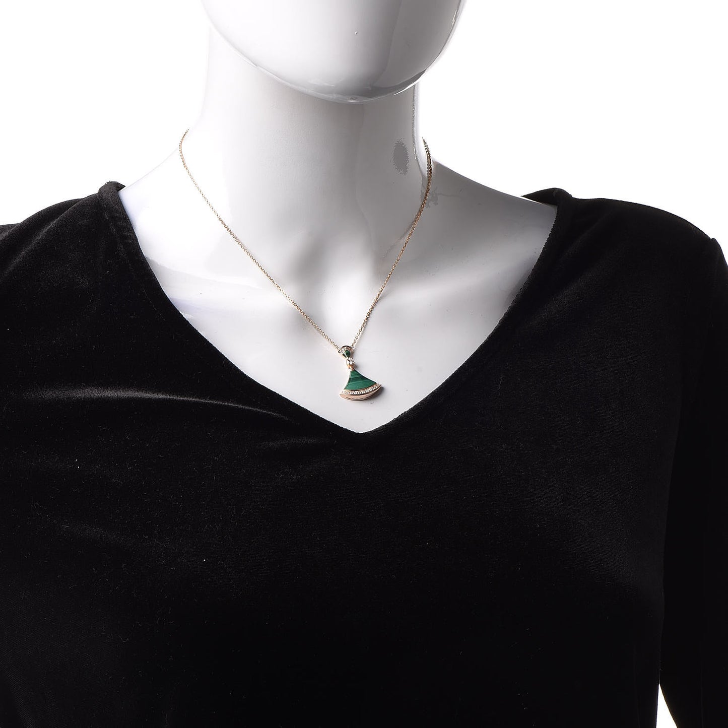 18K Rose Gold Diamond Malachite Divas' Dream Pendant Necklace