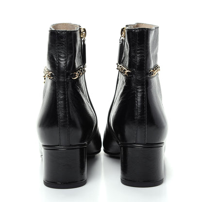 Chanel Crumpled Calfskin Cap Toe Chain Short Boots 39 Black 7 of 11