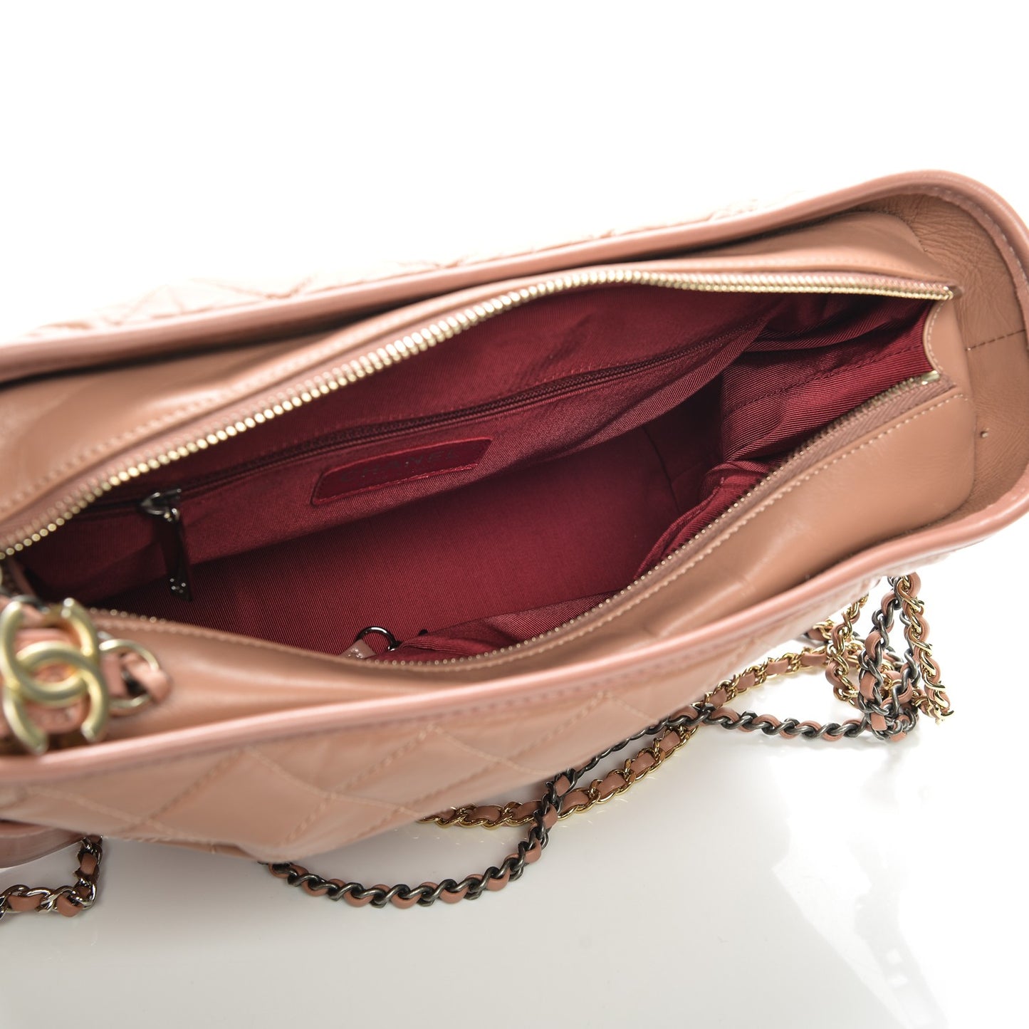 Aged Calfskin Quilted Medium Gabrielle Hobo Pink