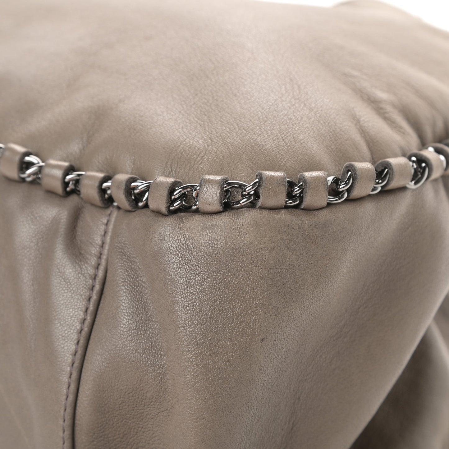 Lambskin Chain Hobo Grey