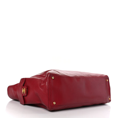 Chanel Caviar Pocket Shopping Tote Red 4 of 12