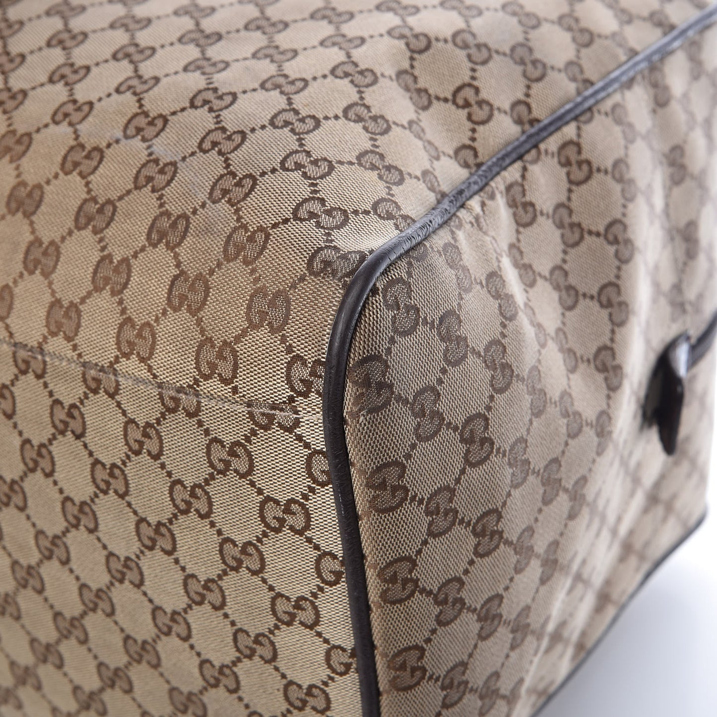 GG Monogram Web Large Collapsible Carry On Duffle Beige Brown