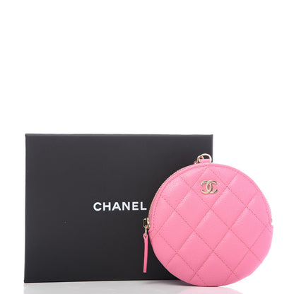 Chanel Caviar Quilted Round Clip On Coin Purse Pink 8 of 8