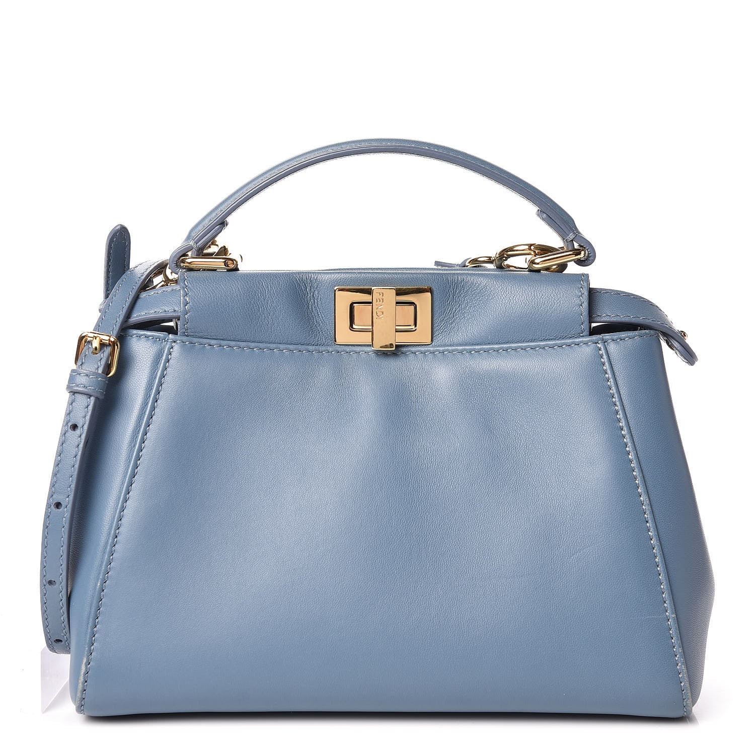 Fendi Nappa Mini Peekaboo Iconic Satchel Blue 1 of 15