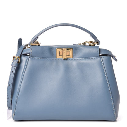 Fendi Nappa Mini Peekaboo Iconic Satchel Blue 1 of 15