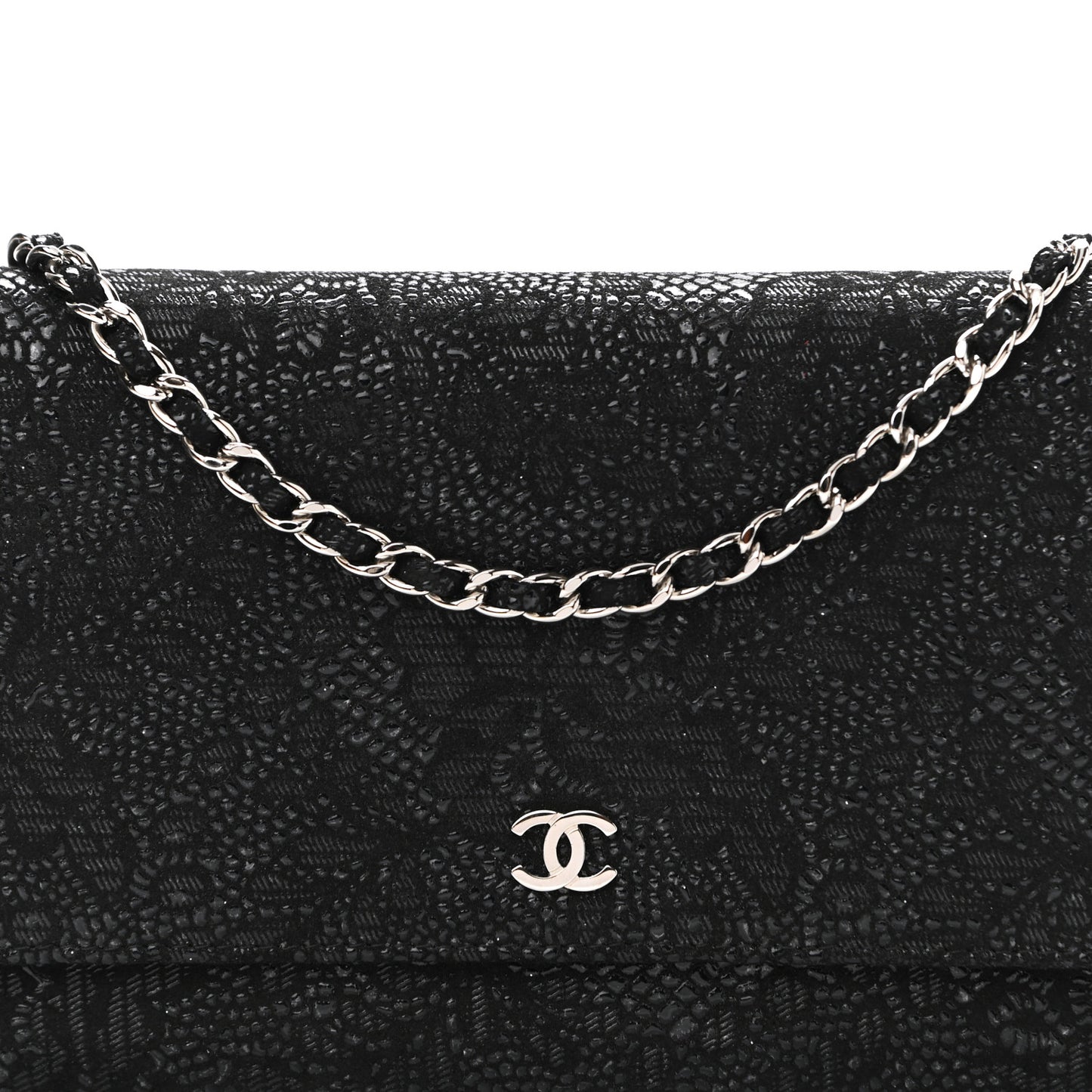 Lace Goatskin Wallet On Chain WOC Black